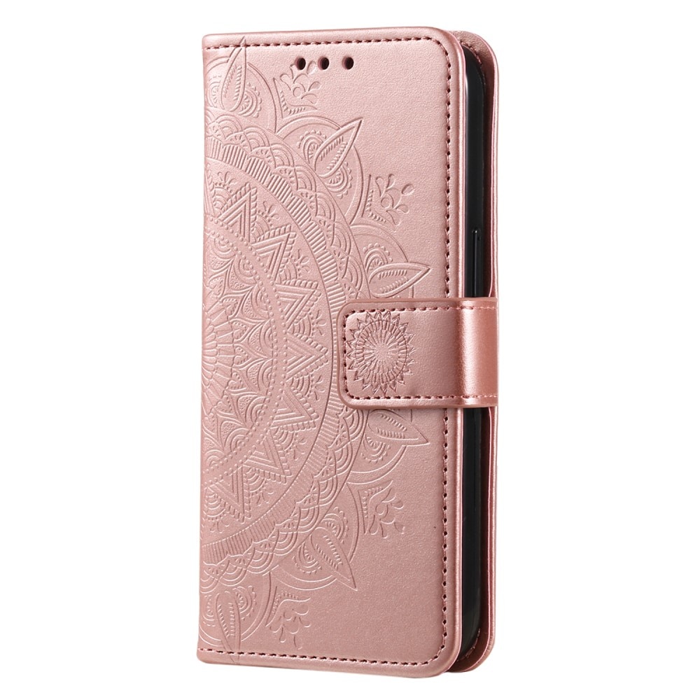 Xiaomi Redmi 12C Leather Cover Mandala Rose Gold