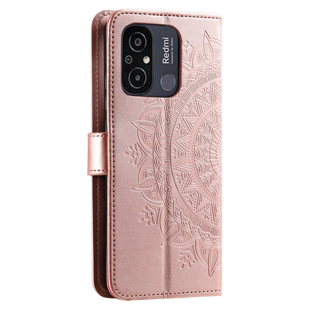 Xiaomi Redmi 12C Leather Cover Mandala Rose Gold