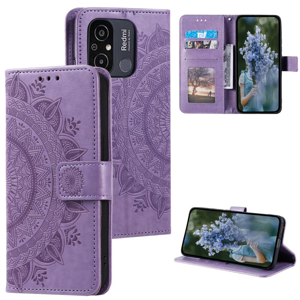 Xiaomi Redmi 12C Leather Cover Mandala Purple