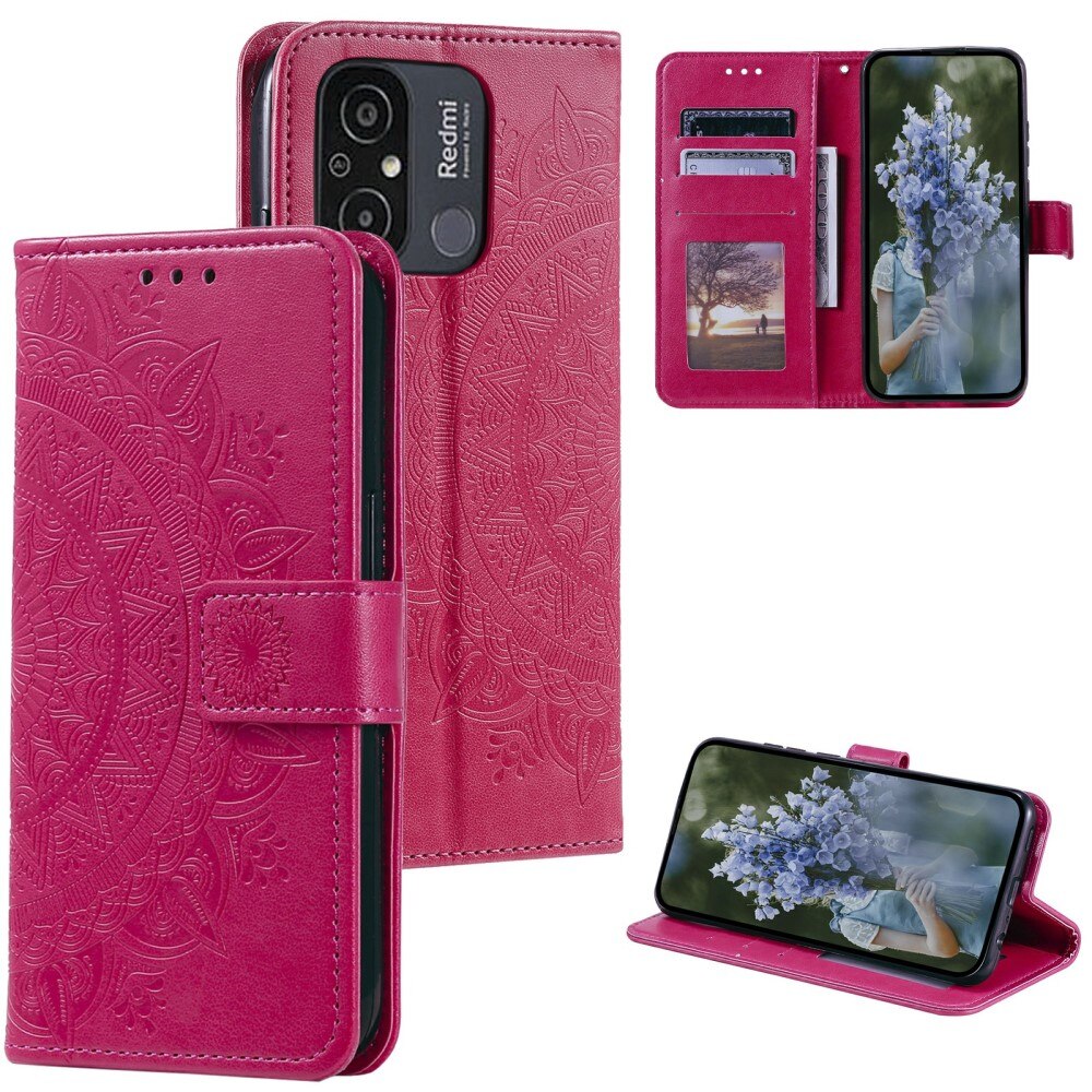 Xiaomi Redmi 12C Leather Cover Mandala Pink