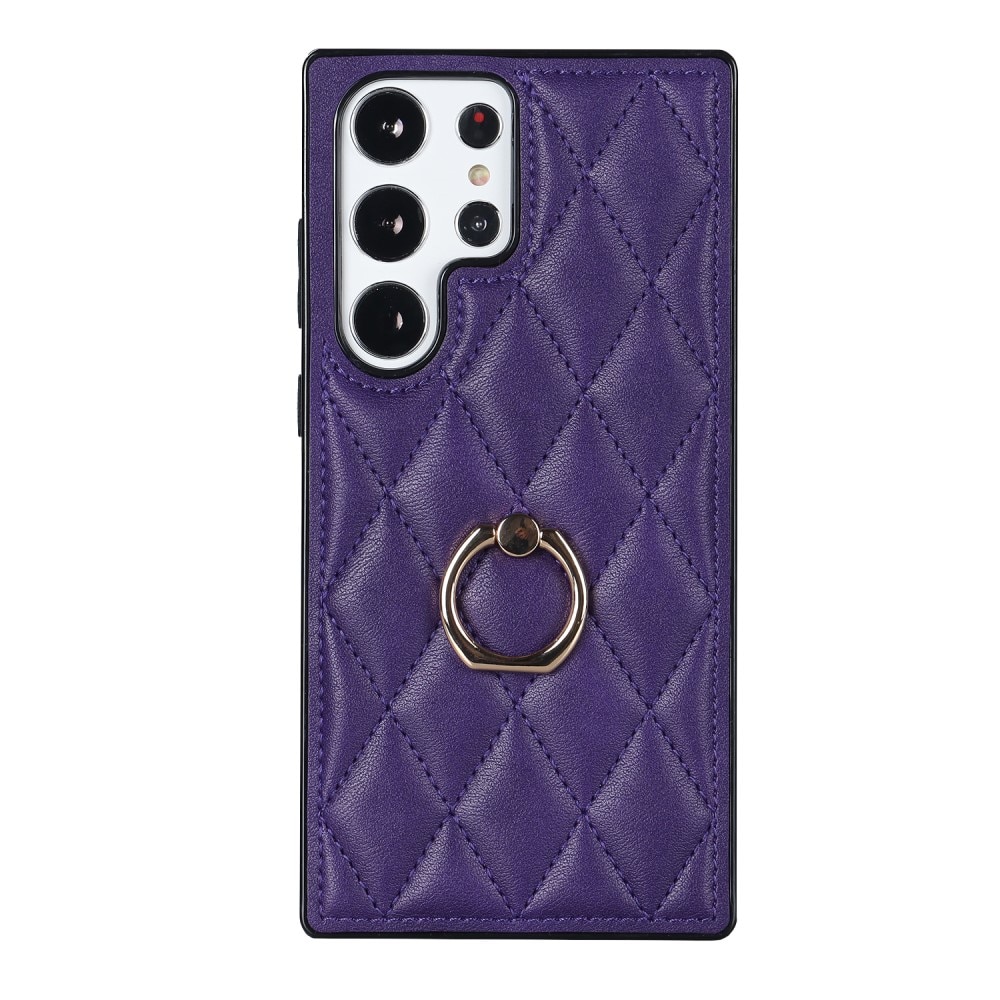 Samsung Galaxy S23 Ultra Finger Ring Case Quilted Purple