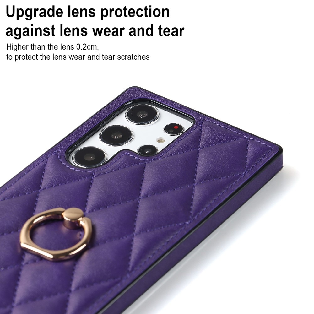 Samsung Galaxy S23 Ultra Finger Ring Case Quilted Purple