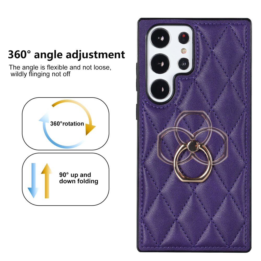 Samsung Galaxy S23 Ultra Finger Ring Case Quilted Purple