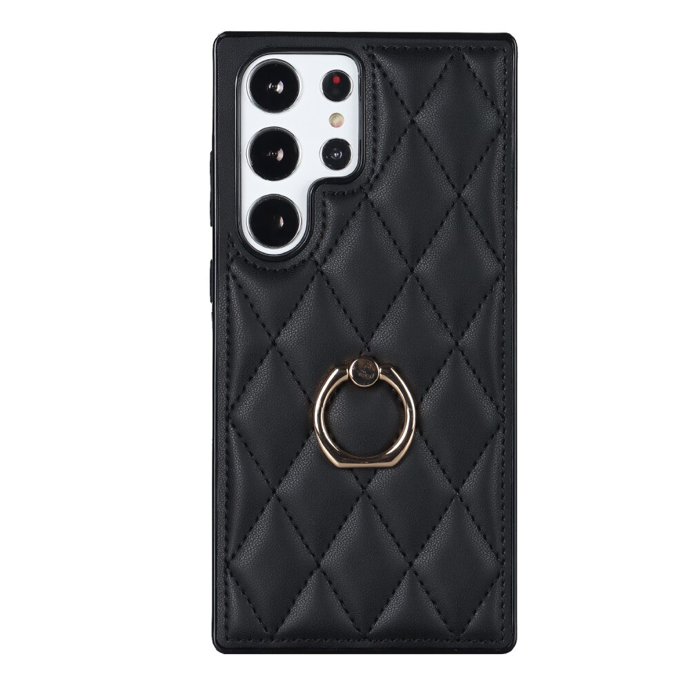 Samsung Galaxy S23 Ultra Finger Ring Case Quilted Black