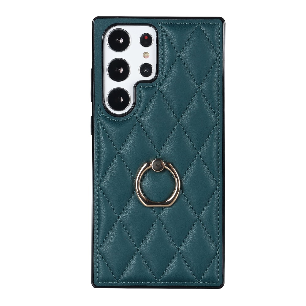 Samsung Galaxy S23 Ultra Finger Ring Case Quilted Green