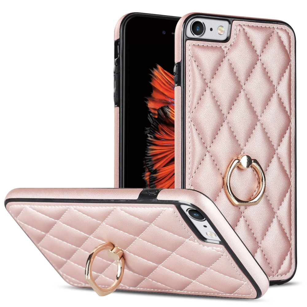 iPhone SE (2020) Finger Ring Case Quilted Rose Gold