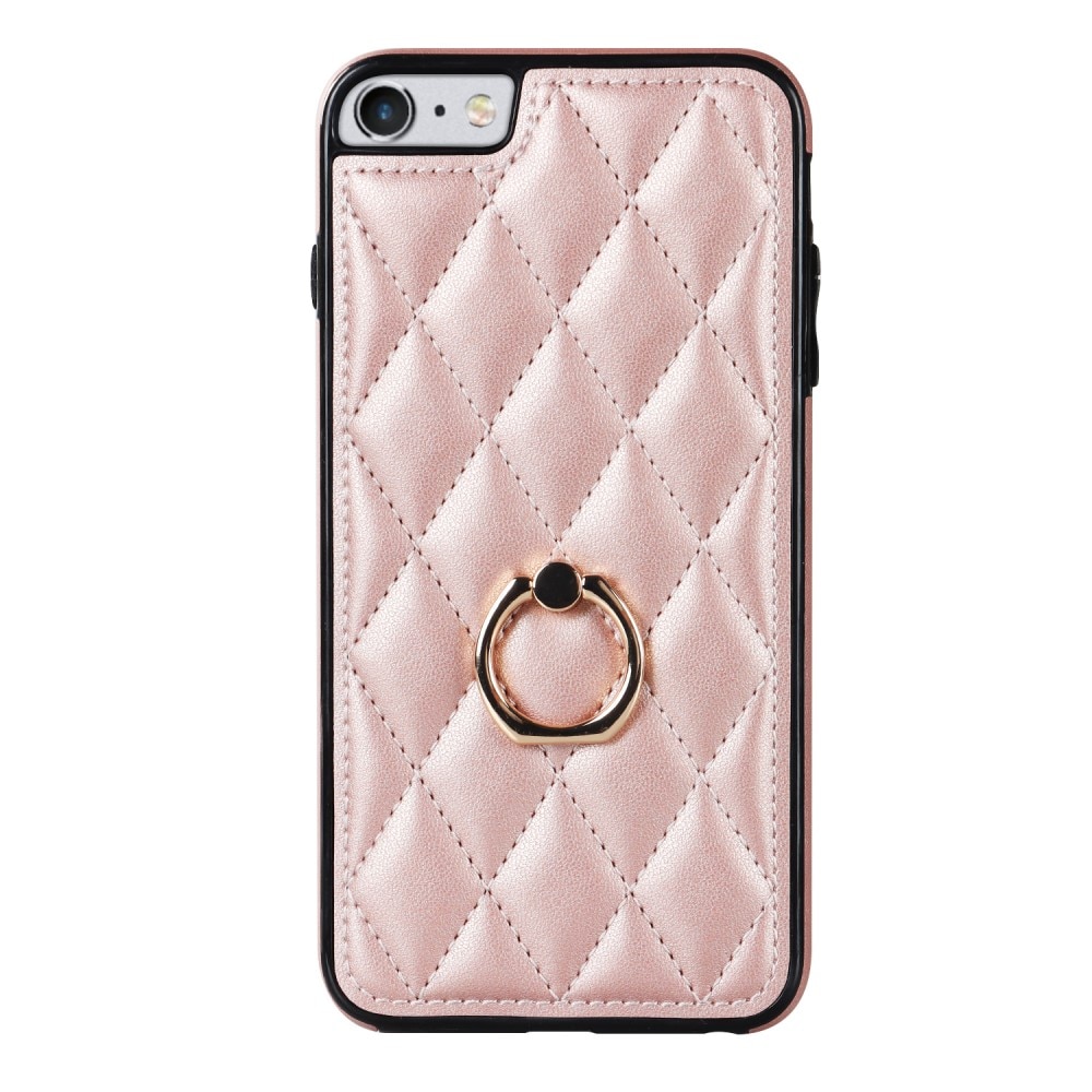 iPhone SE (2020) Finger Ring Case Quilted Rose Gold