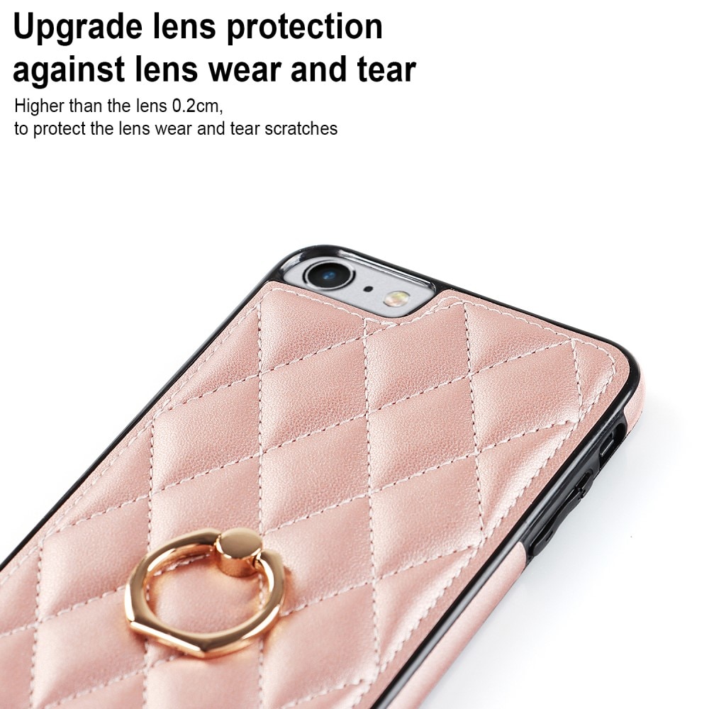 iPhone SE (2022) Finger Ring Case Quilted Rose Gold