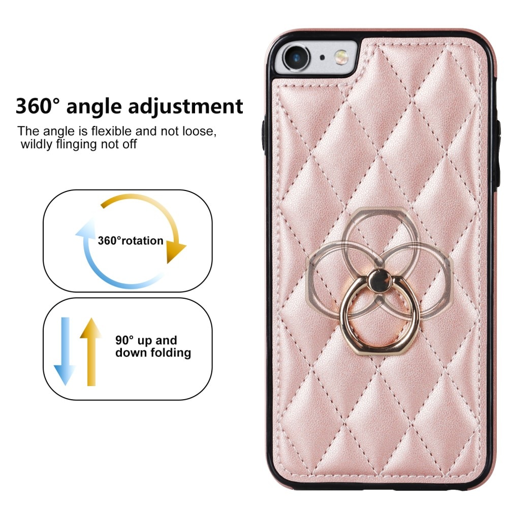 iPhone SE (2020) Finger Ring Case Quilted Rose Gold