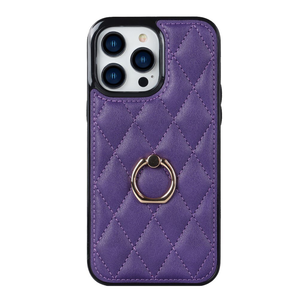 iPhone 14 Pro Finger Ring Case Quilted Purple