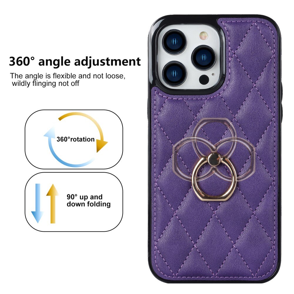 iPhone 14 Pro Finger Ring Case Quilted Purple