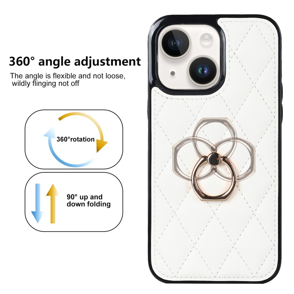 iPhone 14 Finger Ring Case Quilted White