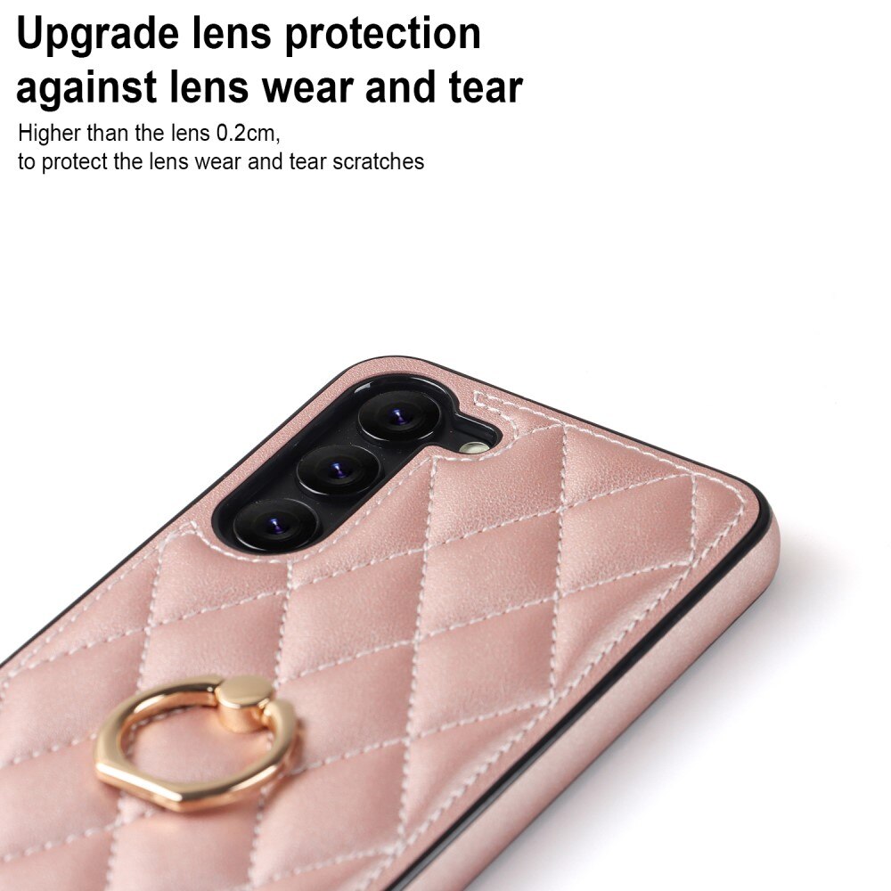 Samsung Galaxy S23 Finger Ring Case Quilted Rose Gold