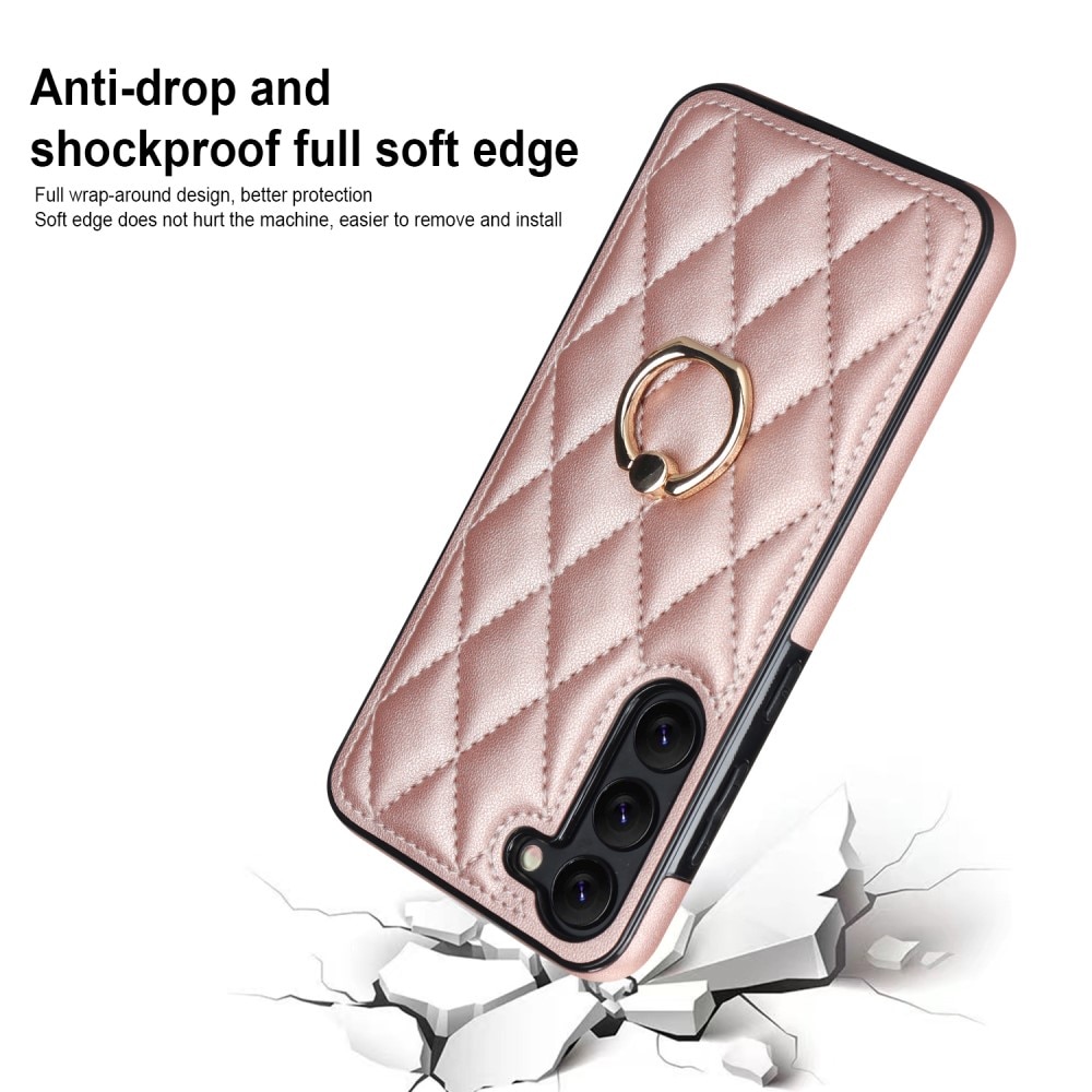 Samsung Galaxy S23 Finger Ring Case Quilted Rose Gold
