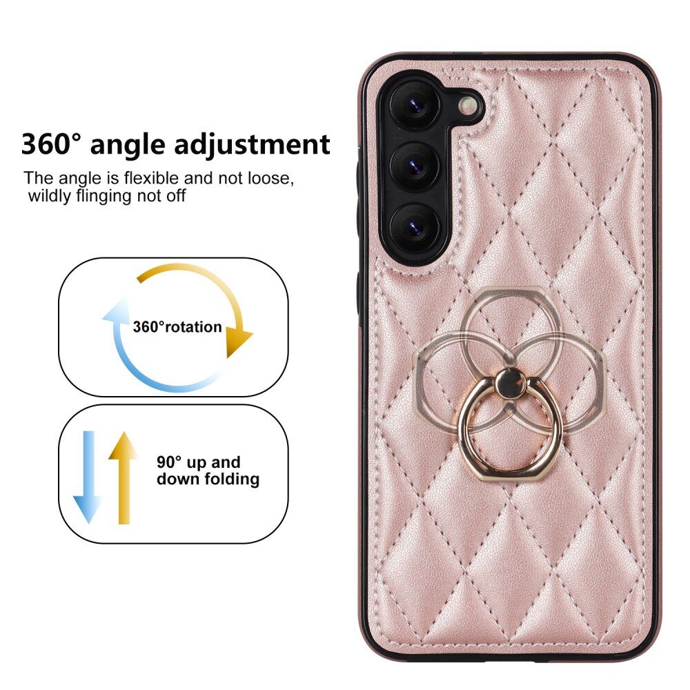 Samsung Galaxy S23 Finger Ring Case Quilted Rose Gold