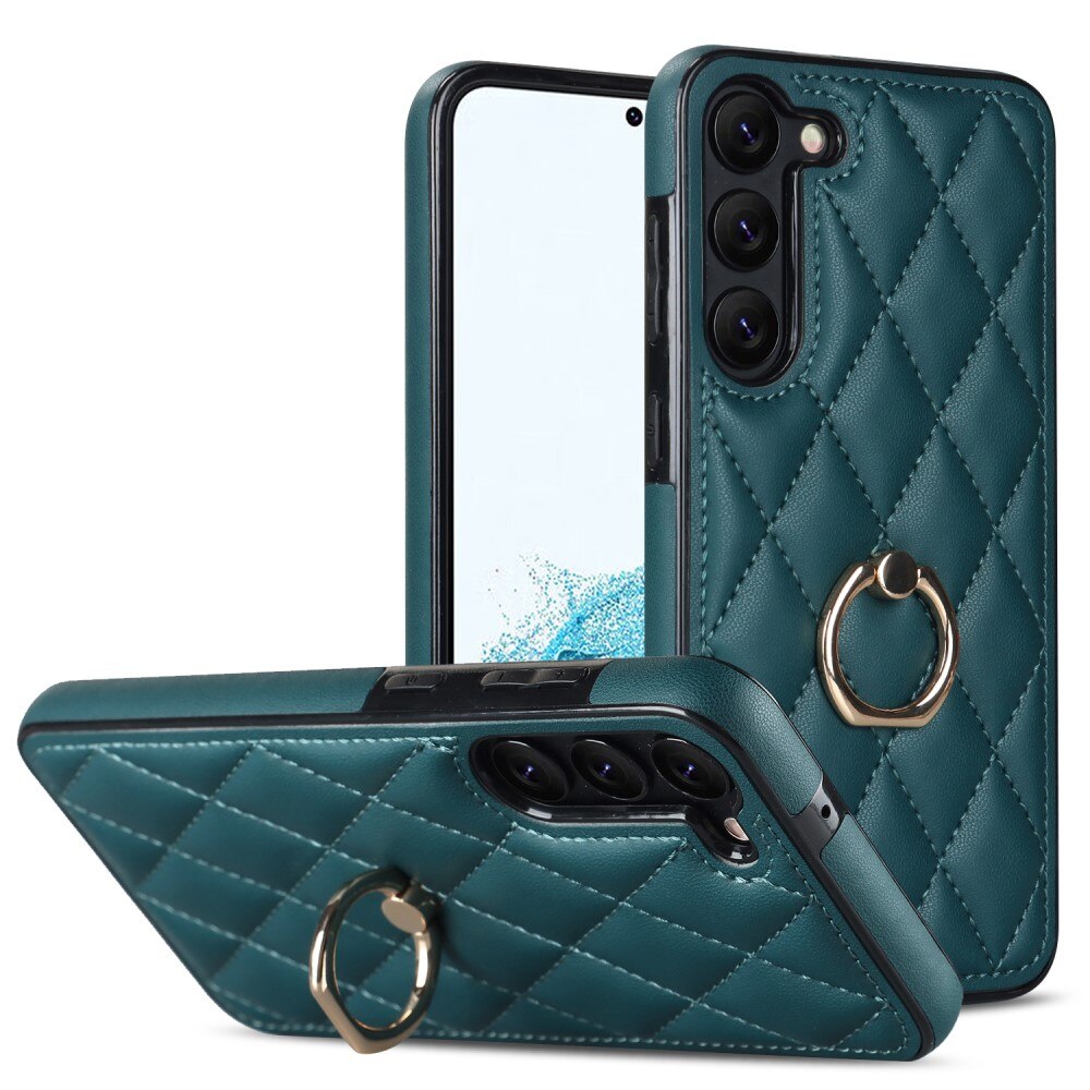 Samsung Galaxy S23 Plus Finger Ring Case Quilted Green