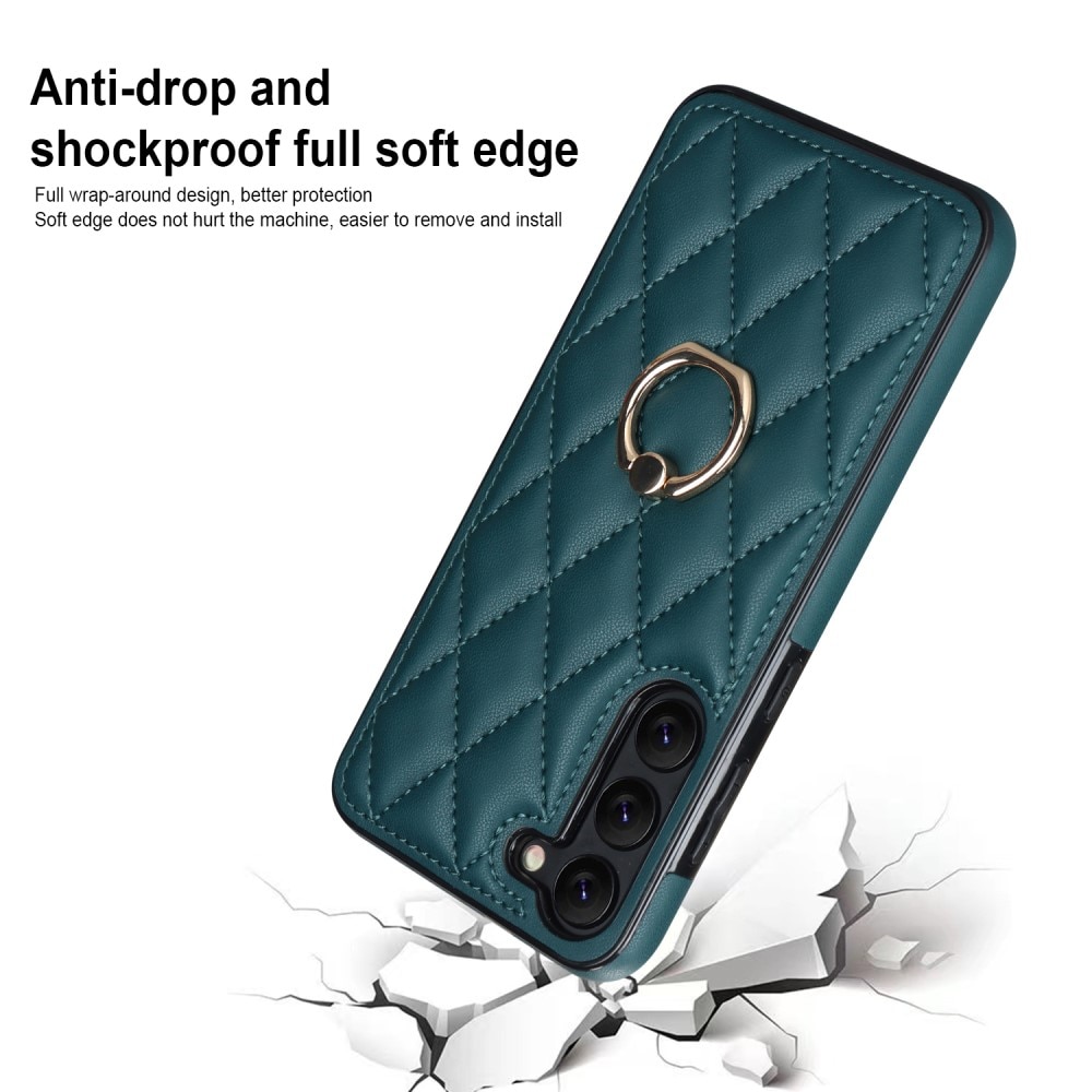 Samsung Galaxy S23 Plus Finger Ring Case Quilted Green