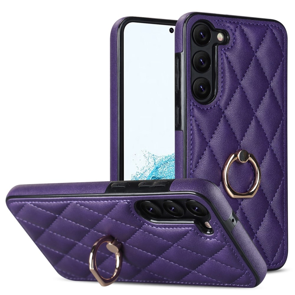 Samsung Galaxy S23 Plus Finger Ring Case Quilted Purple