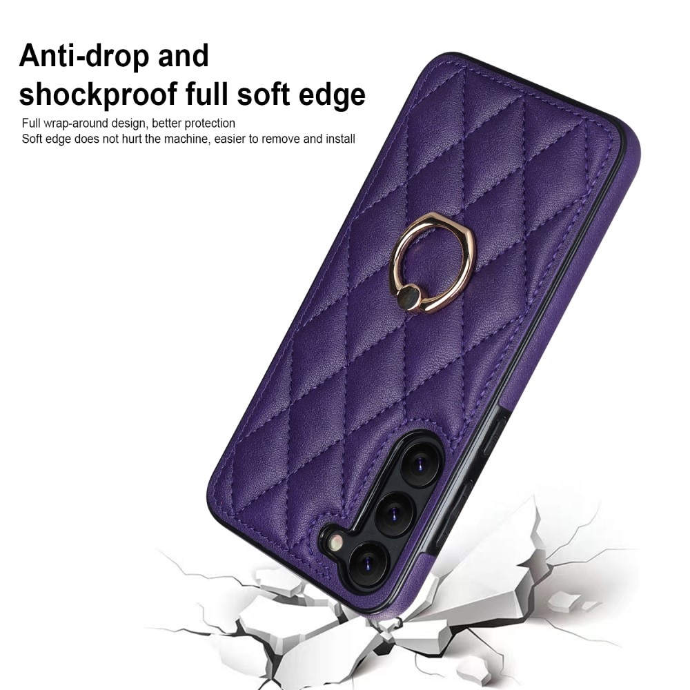 Samsung Galaxy S23 Plus Finger Ring Case Quilted Purple