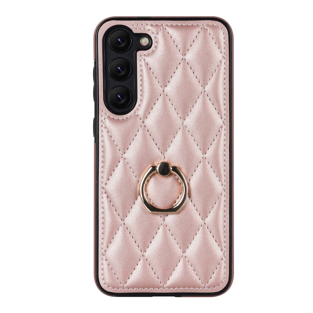 Samsung Galaxy S23 Plus Finger Ring Case Quilted Rose Gold