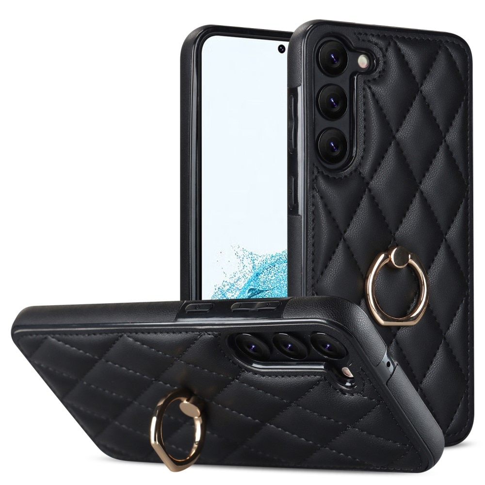 Samsung Galaxy S23 Plus Finger Ring Case Quilted Black