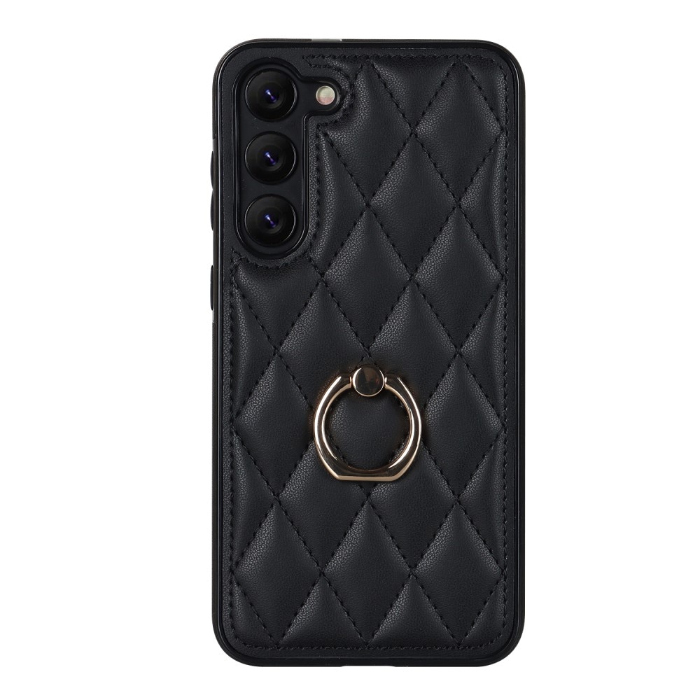Samsung Galaxy S23 Plus Finger Ring Case Quilted Black