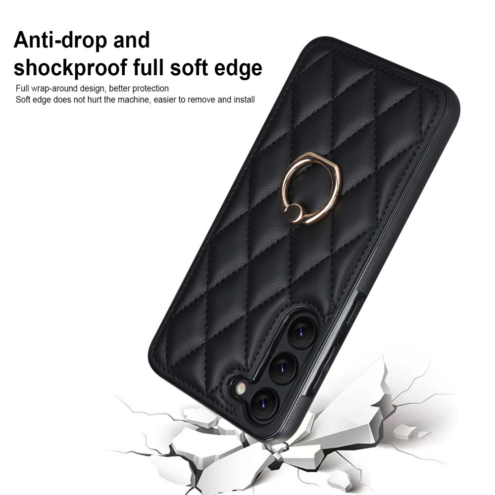 Samsung Galaxy S23 Plus Finger Ring Case Quilted Black