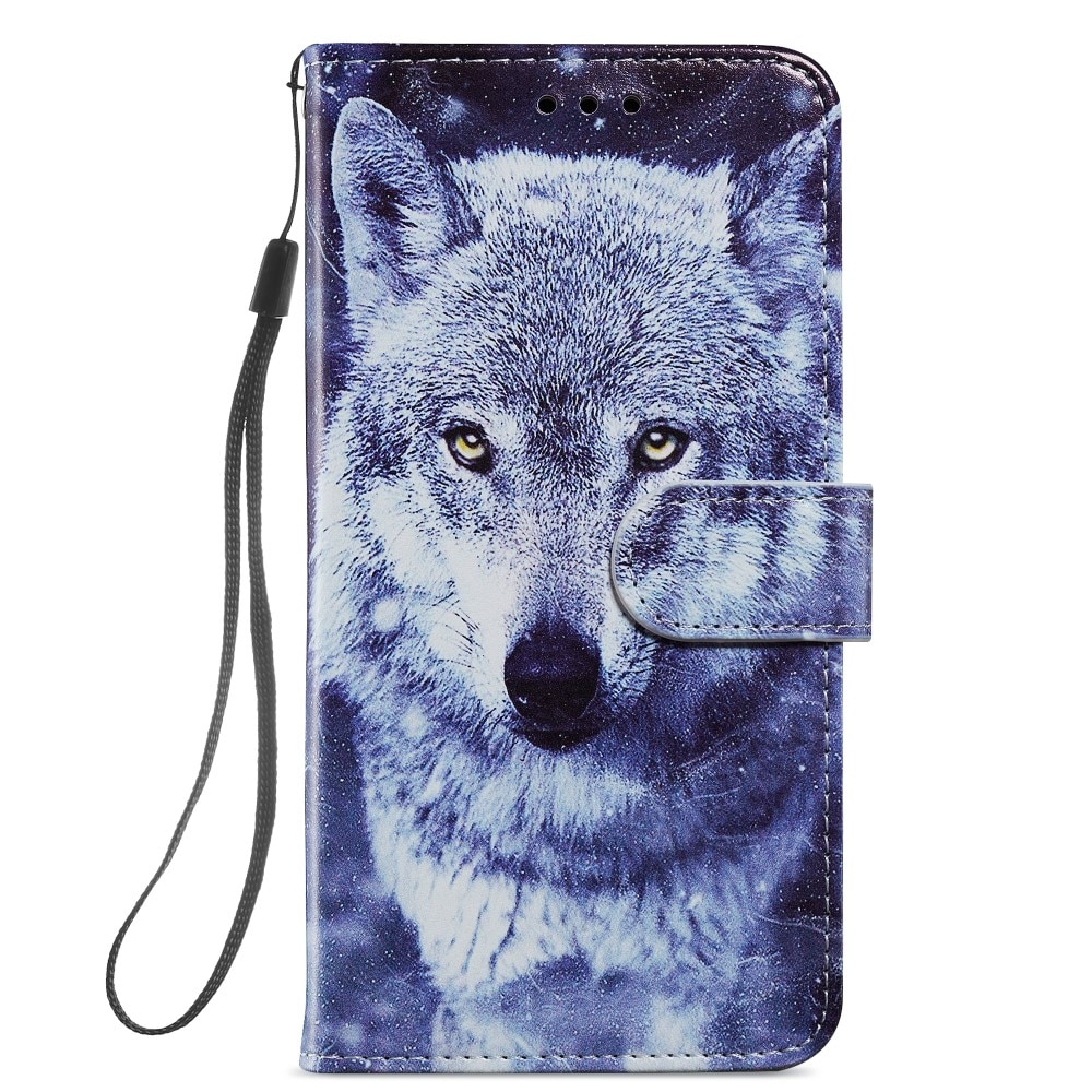Samsung Galaxy A14 Wallet Book Cover Blue Wolf