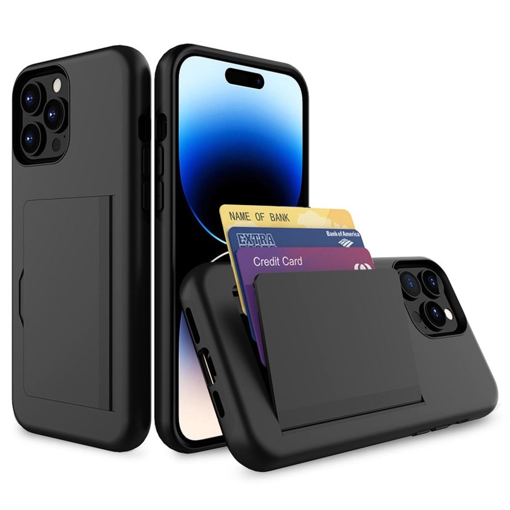 iPhone 14 Pro Card Slot Hybrid Case Black