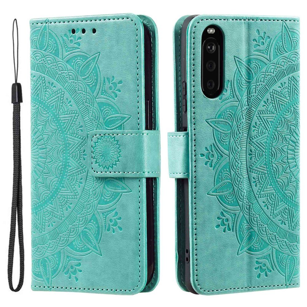 Sony Xperia 10 V Leather Cover Mandala Green