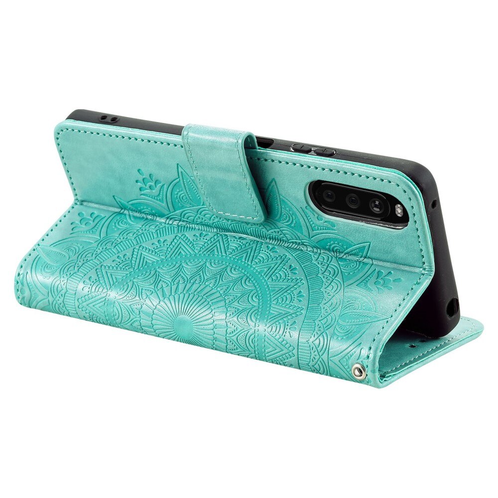 Sony Xperia 10 V Leather Cover Mandala Green