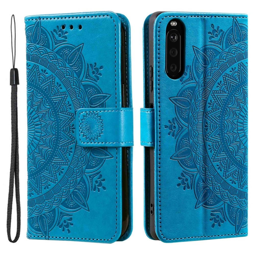 Sony Xperia 10 V Leather Cover Mandala Blue