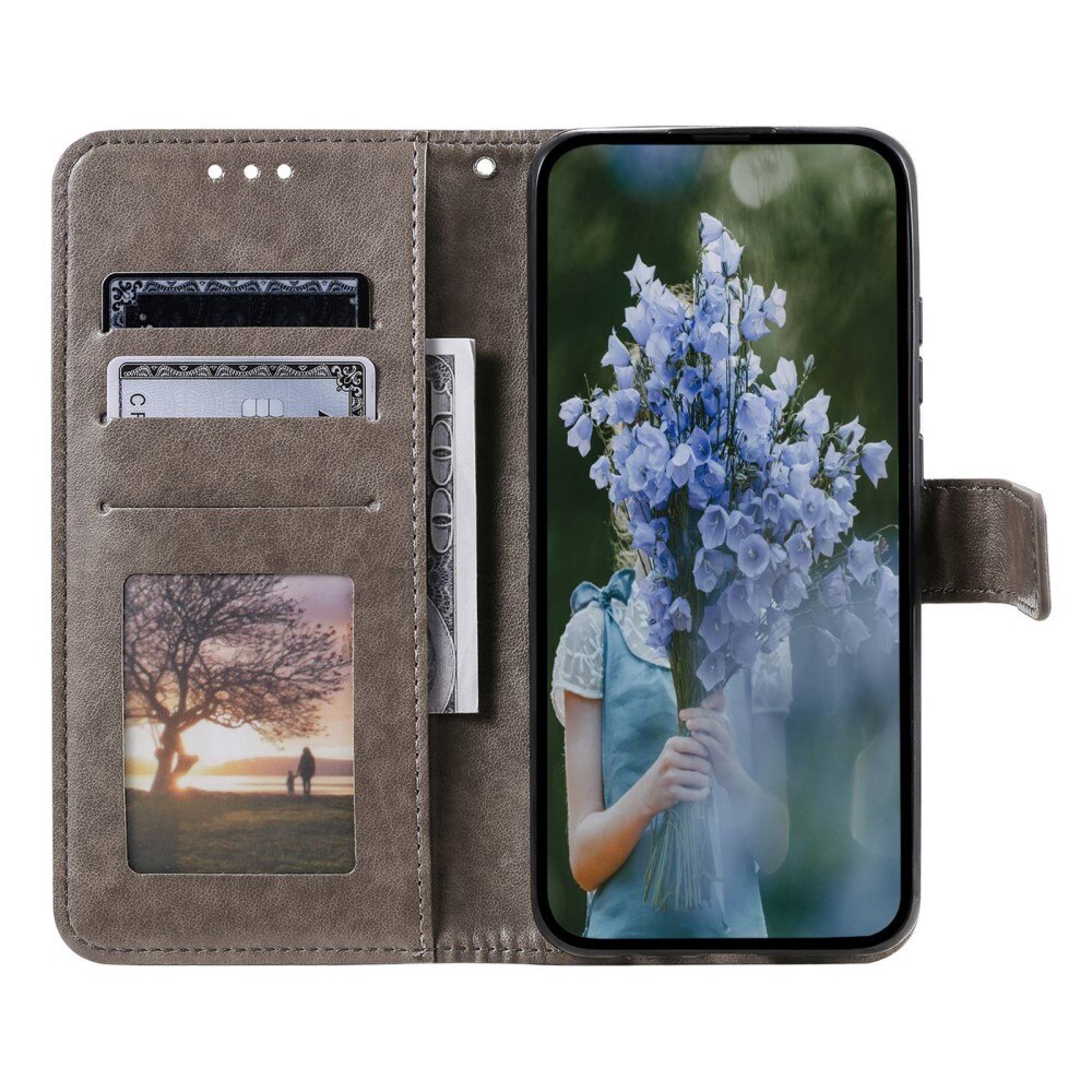 Sony Xperia 10 V Leather Cover Mandala Grey