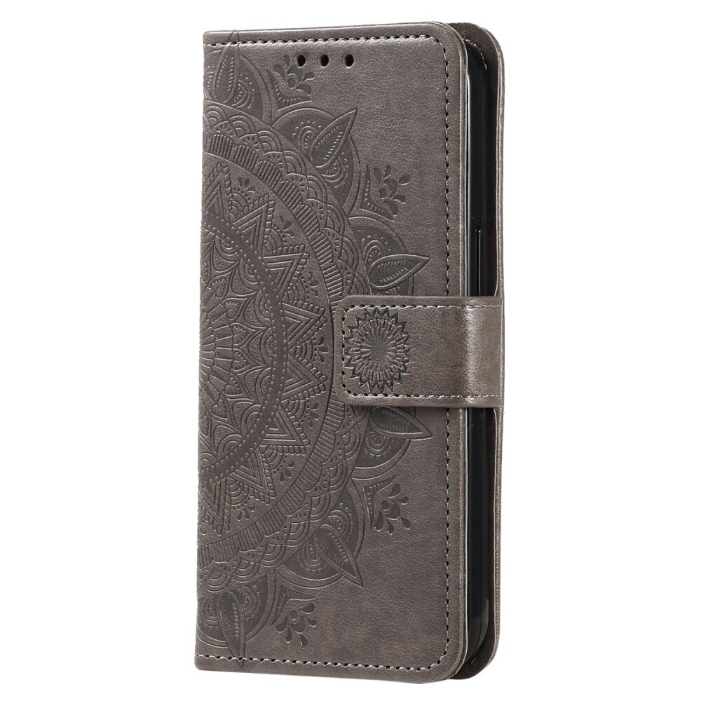 Sony Xperia 10 V Leather Cover Mandala Grey