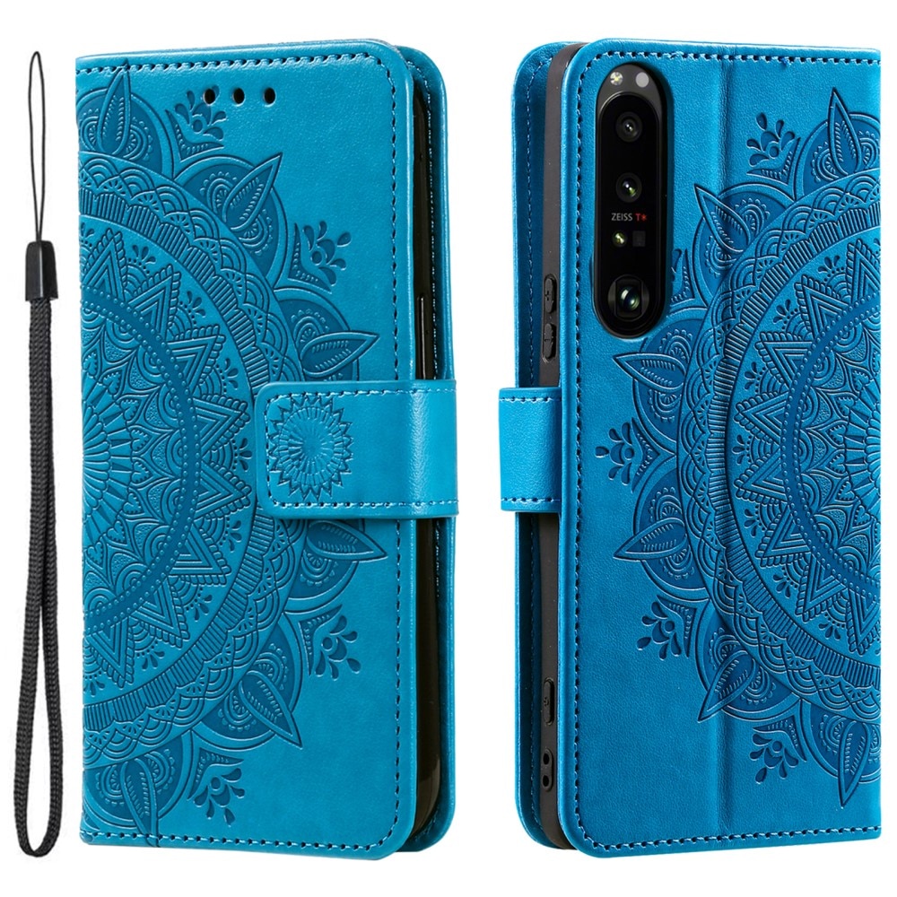 Sony Xperia 1 V Leather Cover Mandala Blue
