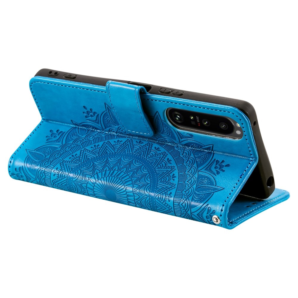 Sony Xperia 1 V Leather Cover Mandala Blue