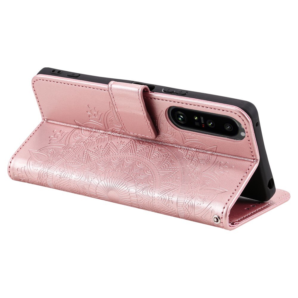 Sony Xperia 1 V Leather Cover Mandala Rose Gold