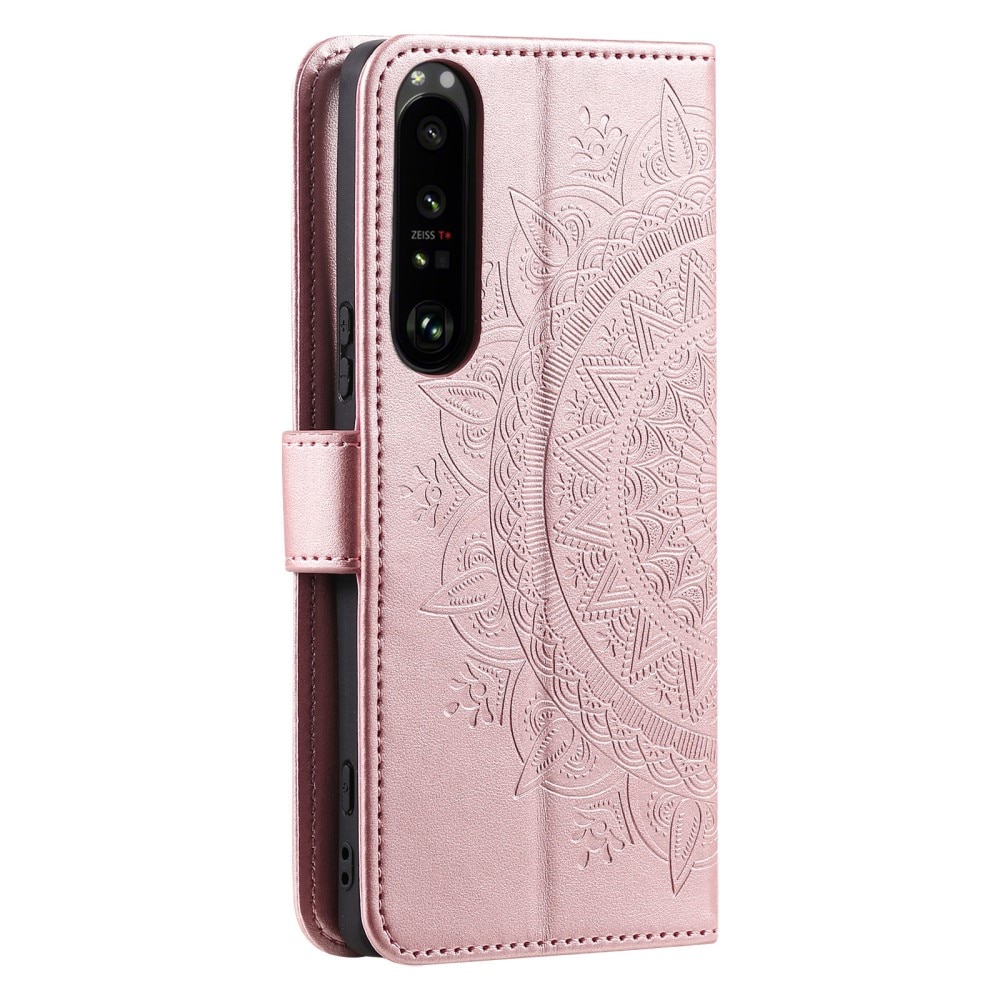 Sony Xperia 1 V Leather Cover Mandala Rose Gold