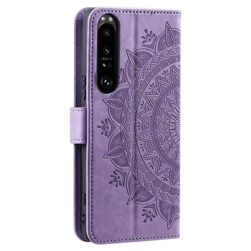 Sony Xperia 1 V Leather Cover Mandala Purple