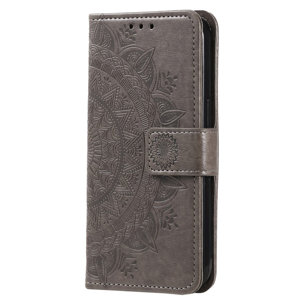 Sony Xperia 1 V Leather Cover Mandala Grey