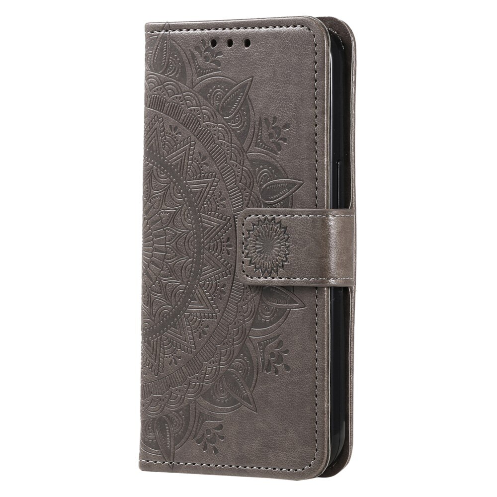 Sony Xperia 1 V Leather Cover Mandala Grey