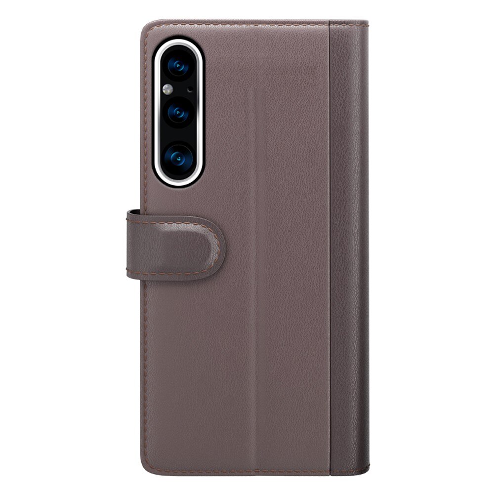 Sony Xperia 1 V Genuine Leather Wallet Case Brown