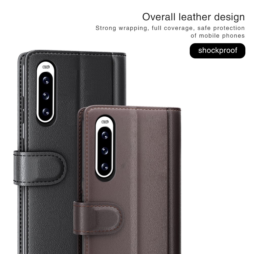 Sony Xperia 10 V Genuine Leather Wallet Case Brown