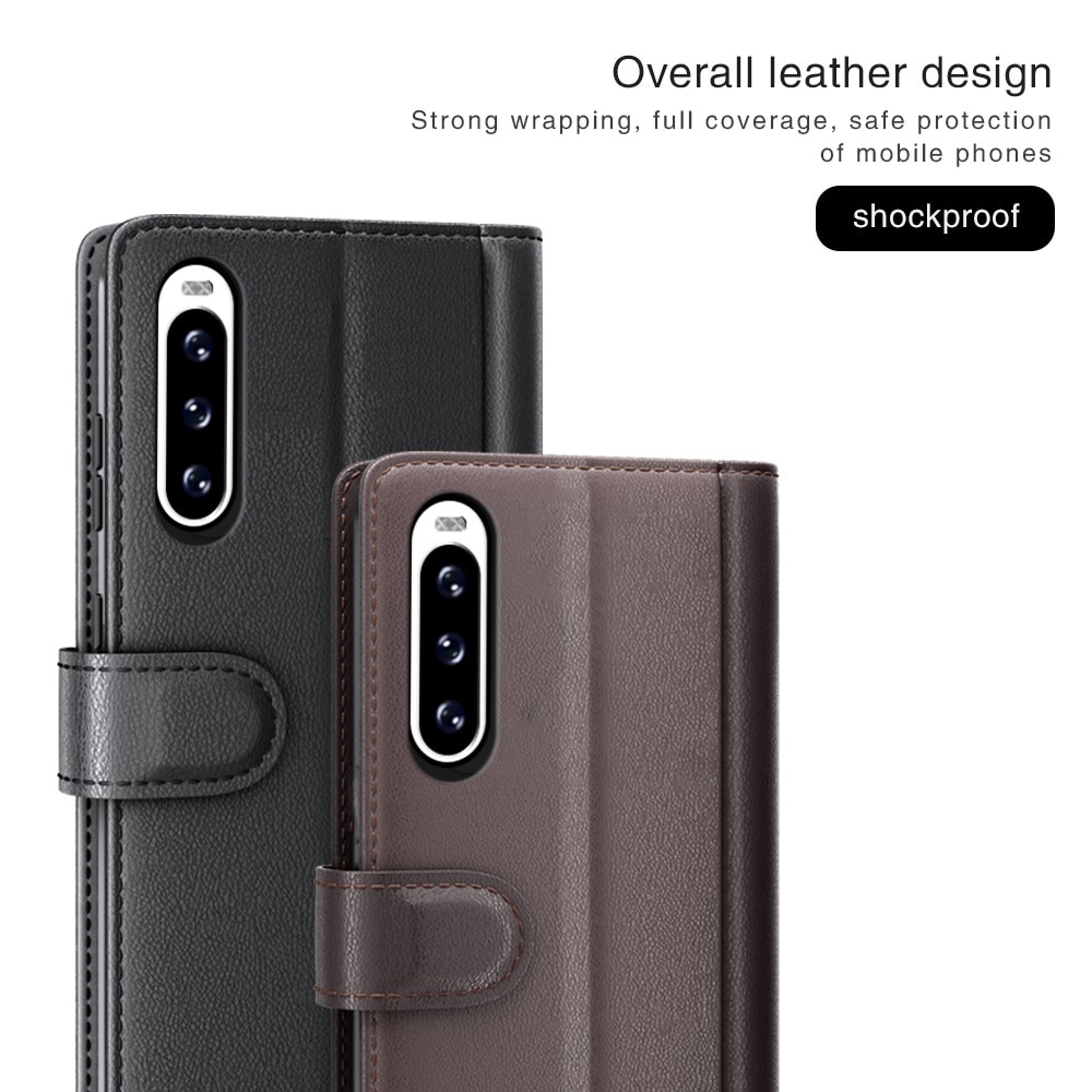 Sony Xperia 10 V Genuine Leather Wallet Case Black