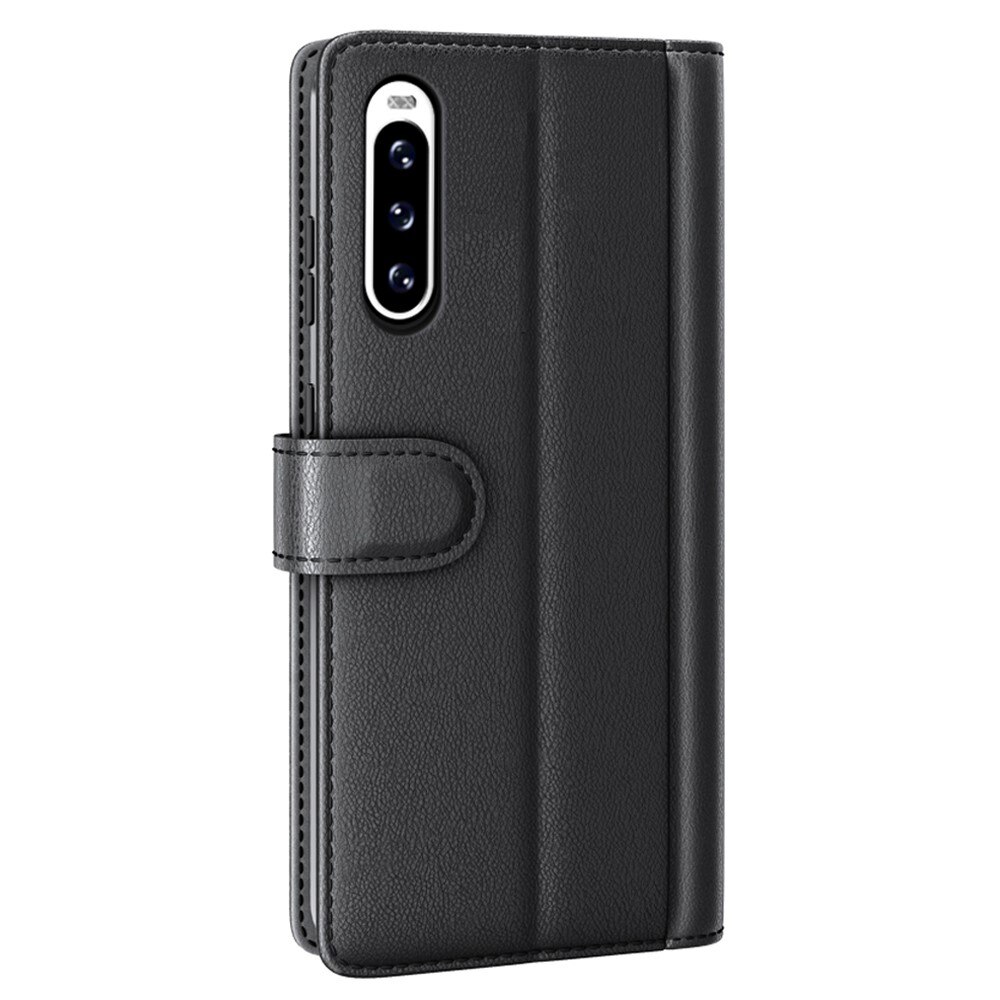 Sony Xperia 10 V Genuine Leather Wallet Case Black