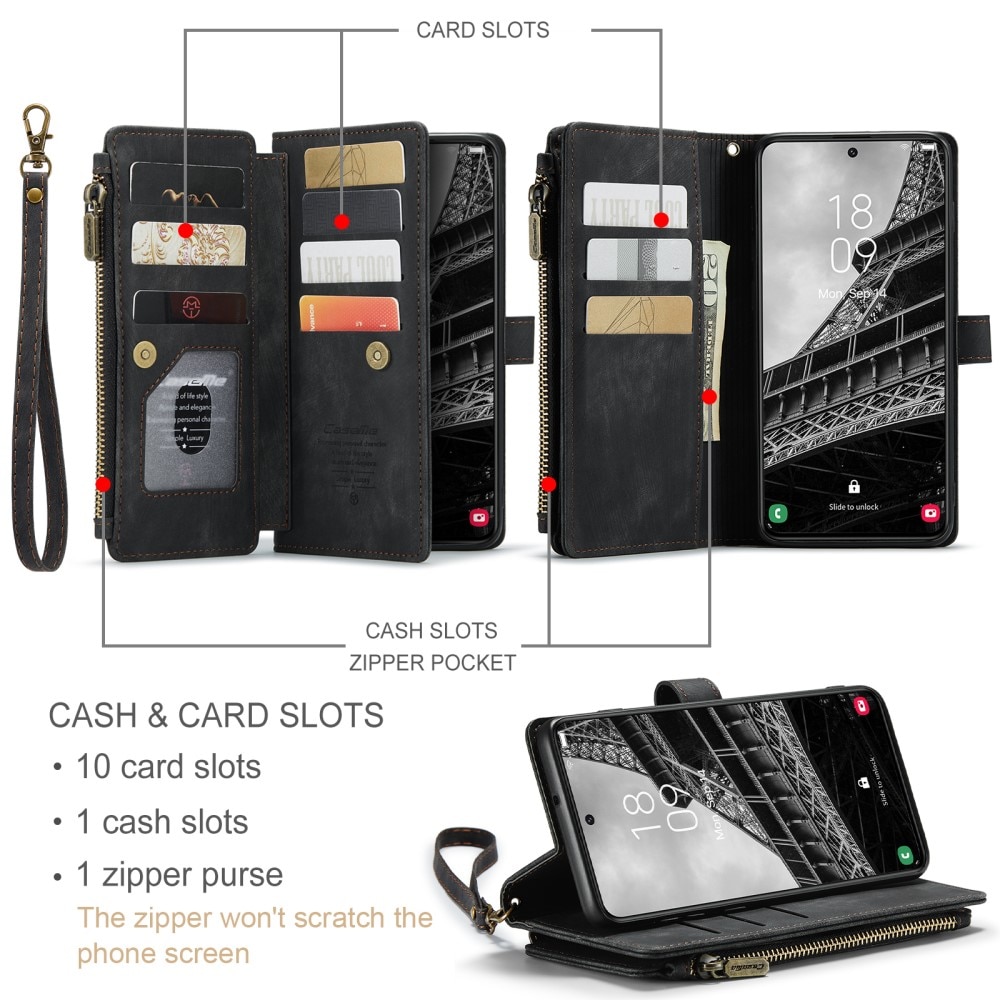 Samsung Galaxy S23 Zipper Wallet Book Cover Black