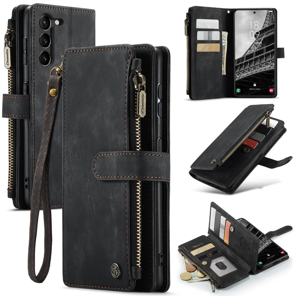 Samsung Galaxy S23 Zipper Wallet Book Cover Black