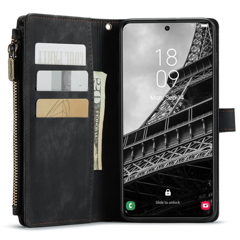 Samsung Galaxy S23 Zipper Wallet Book Cover Black