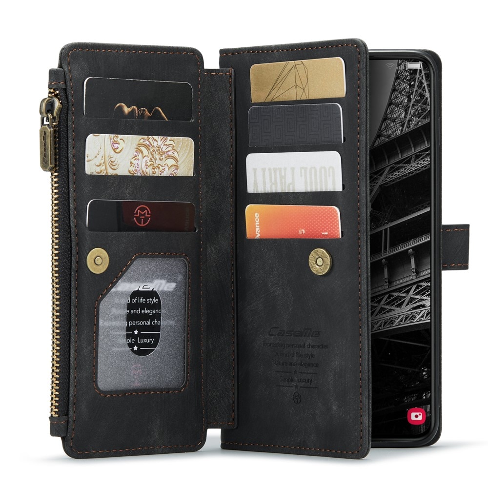 Samsung Galaxy S23 Zipper Wallet Book Cover Black