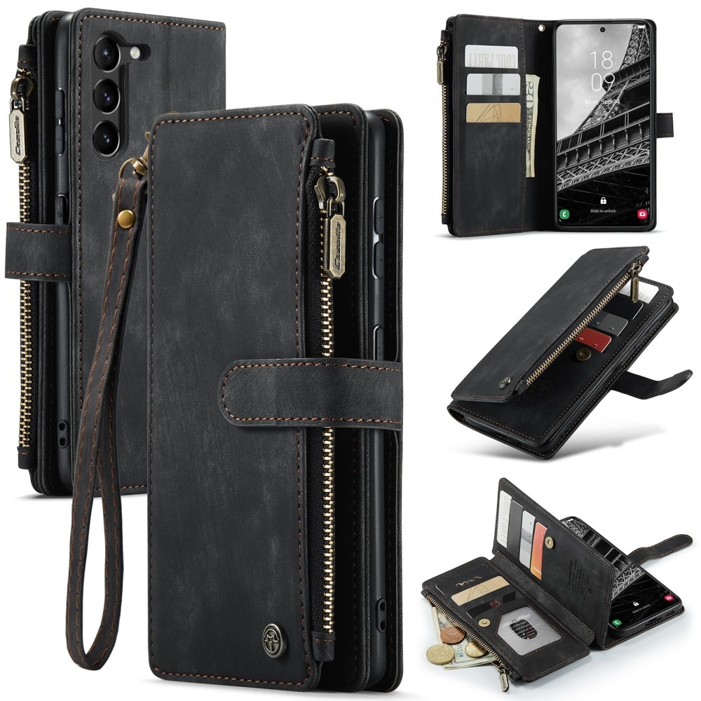 Samsung Galaxy S23 Plus Zipper Wallet Book Cover Black